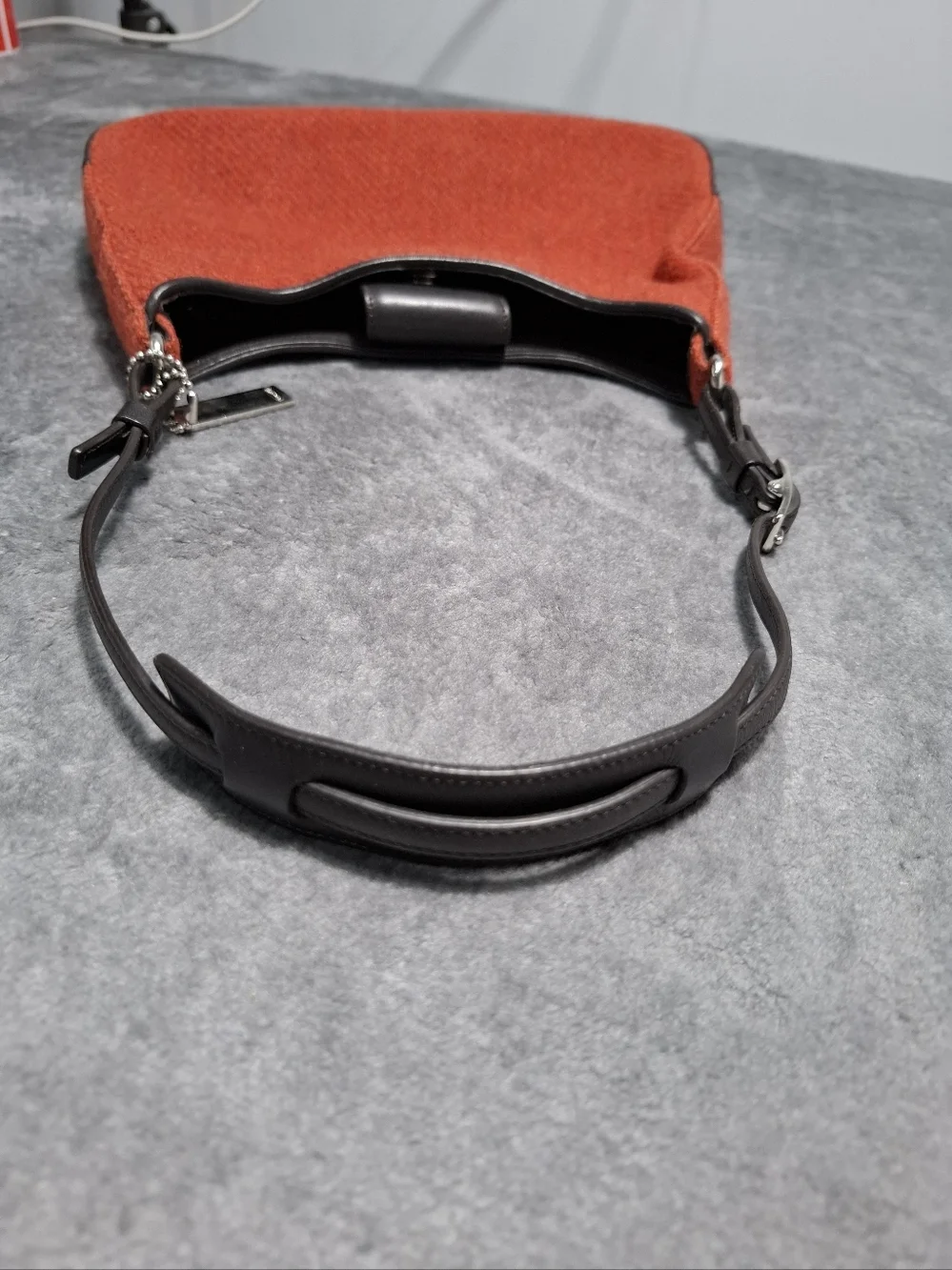 Coach Y2K Rust Red Shoulder Bag with Sharm Tweed Rush Red And Brown Handbag 8125